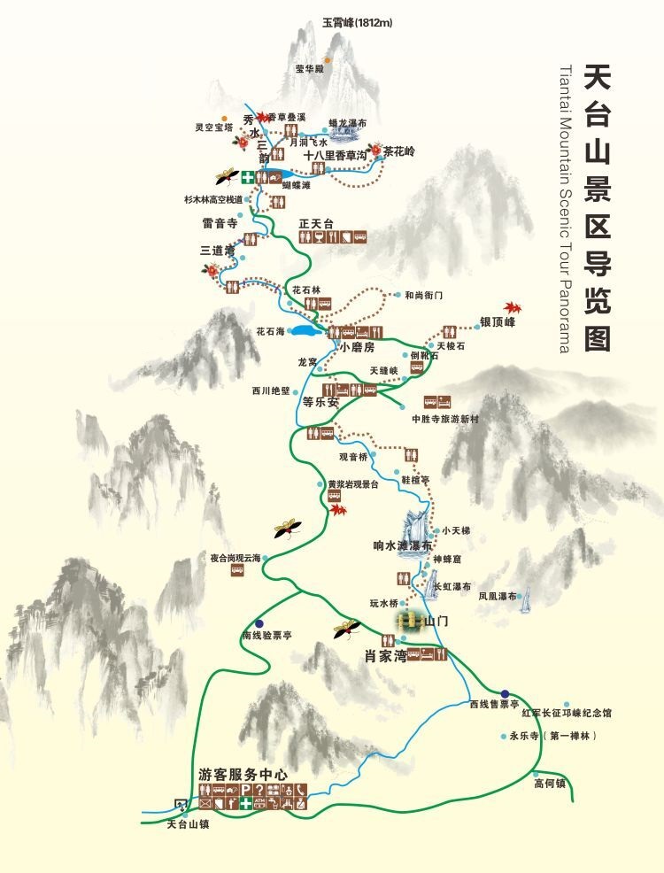 天台山景区旅游图